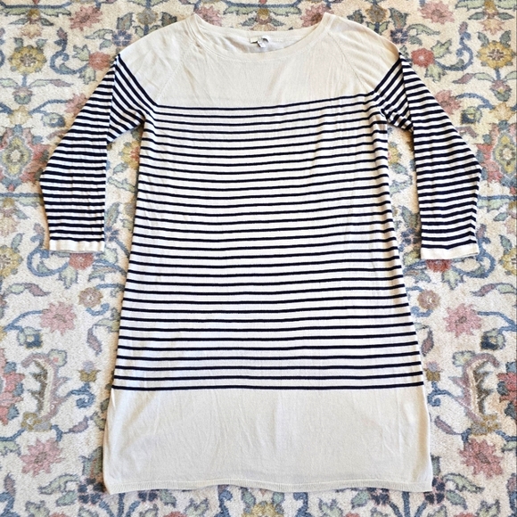 Joie Pentea B Cashmere Blend Cream Striped Sweater Dress Women's L - Picture 1 of 6